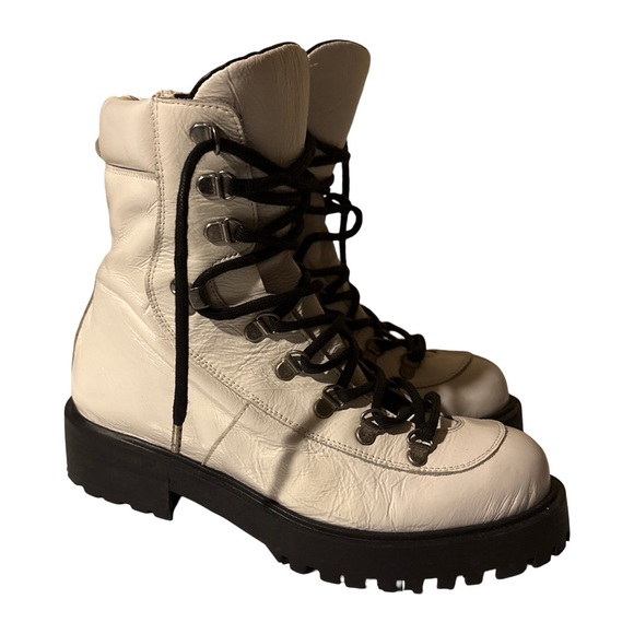L'Intervalle Weasley White Leather Combat Boots - size 38/ 7.5 - Picture 2 of 5